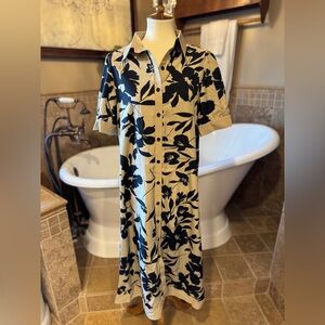 NWT Floral Black and Tan Button-Up Dress size large